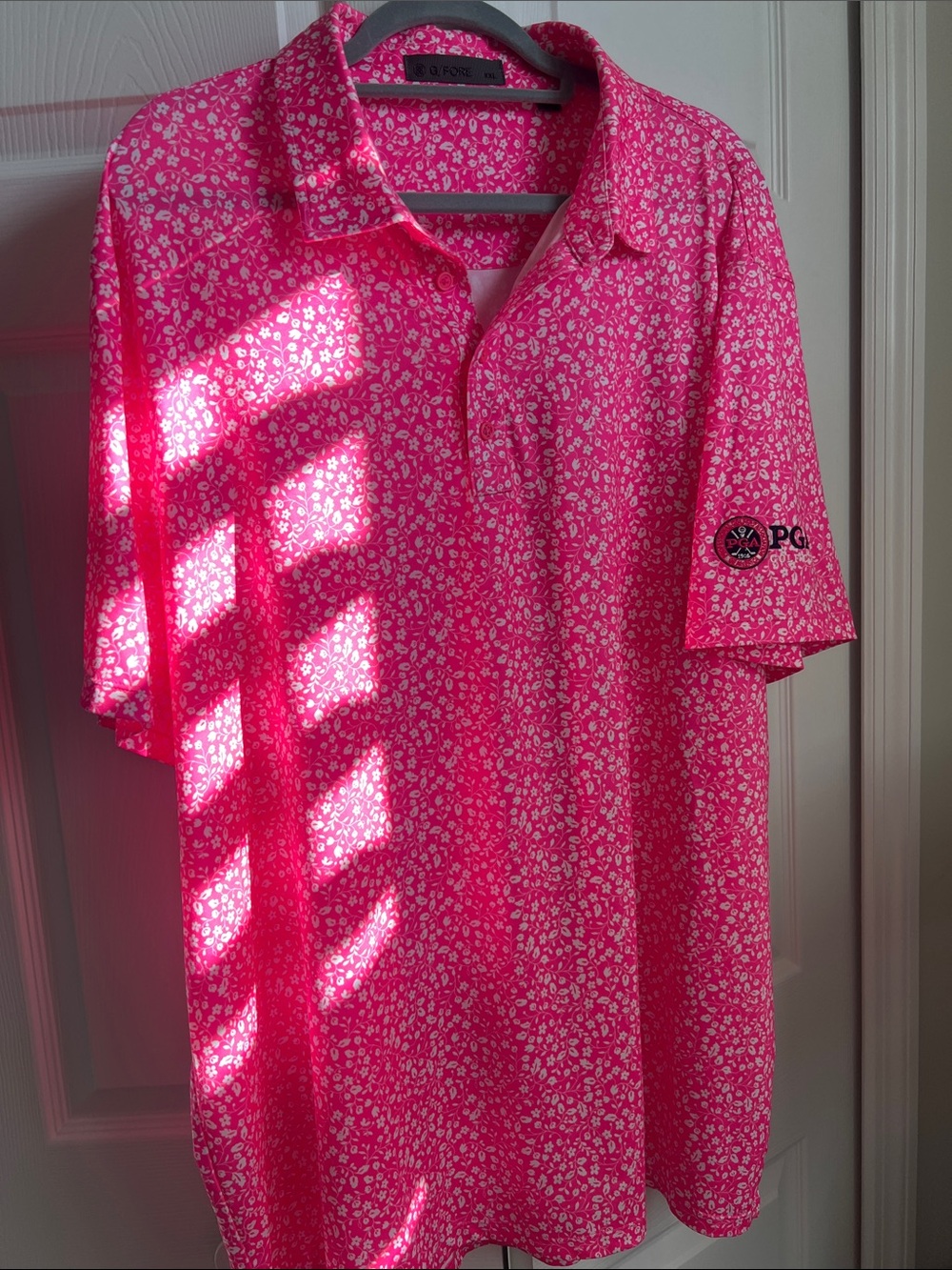G/FORE Pink Floral Golf Polo